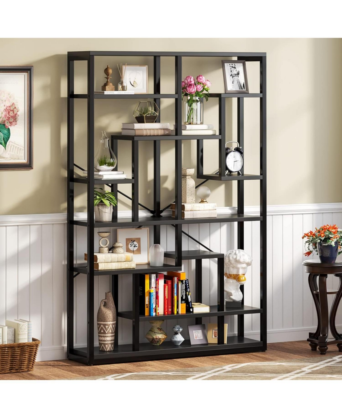 Tribesigns Black Bookshelf Bookcase 9-tier Bookcase 5.9ft Tall Display Bookshelf Organizer With Open Storage Sh In Black