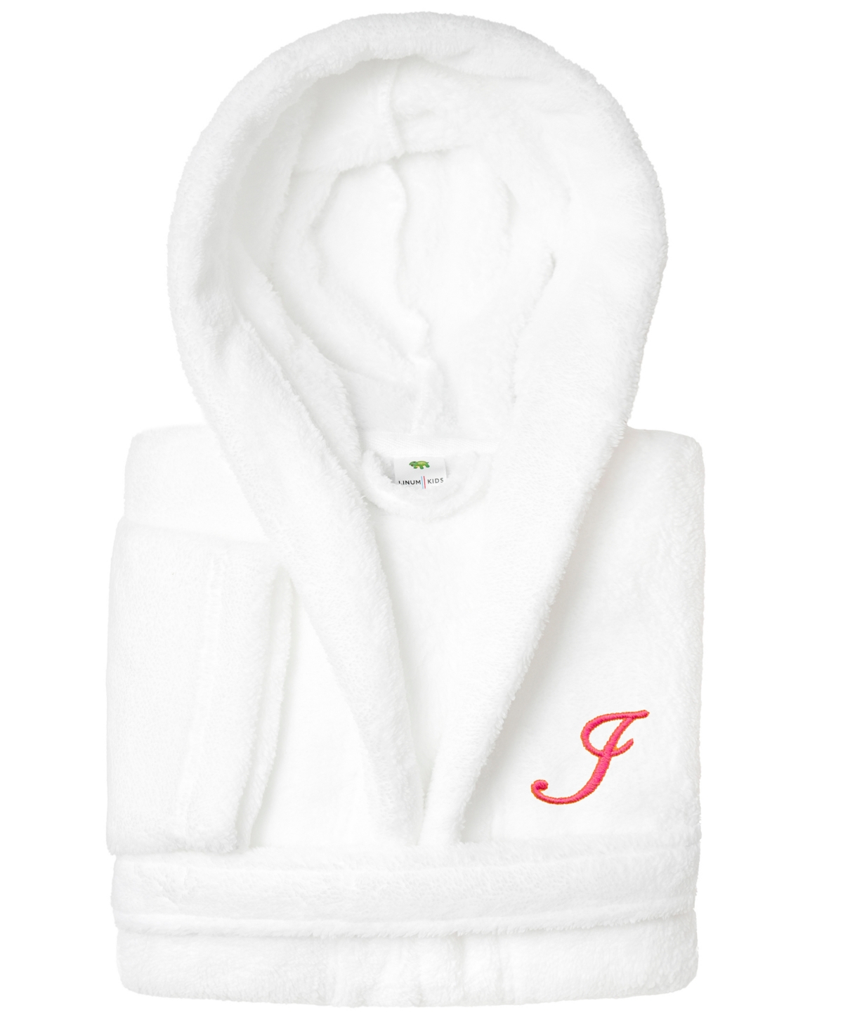 Linum Home Personalized Kids Super Plush Hooded Bathrobe In I White,pink