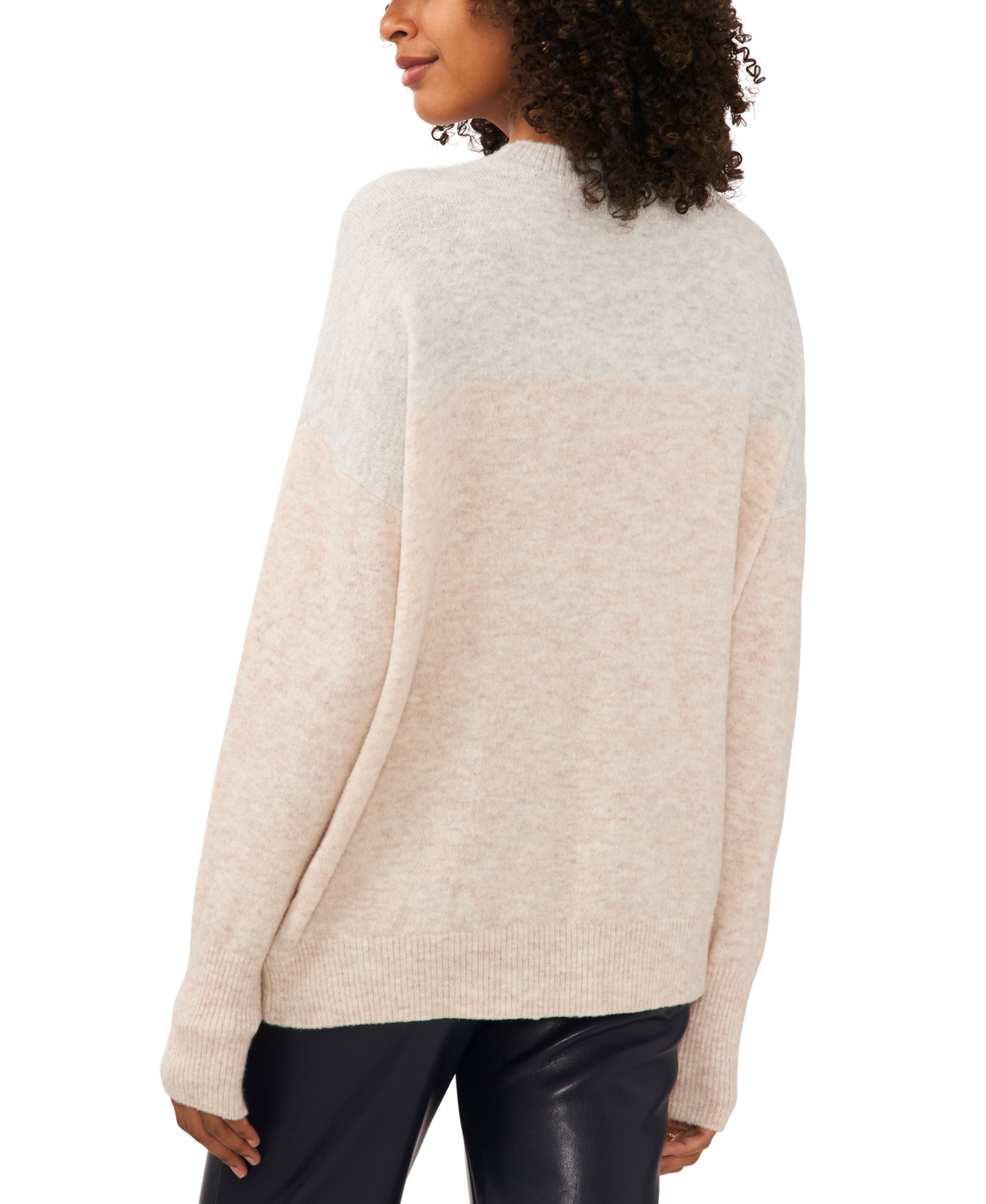Vince Camuto Cozy Extended Shoulder Color Blocked Sweater In Malted