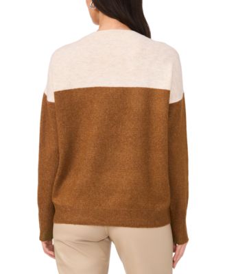 Cozy Extended Shoulder Color Blocked Sweater 