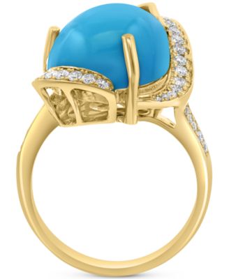 EFFY&reg; Turquoise & Diamond (1/3 ct. t.w.) Freeform Ring in 14k Gold