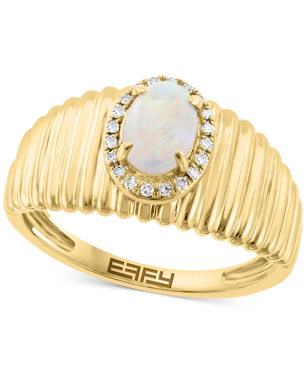 Effy Collection Effy Opal (1/2 Ct. T.w.) & Diamond (1/20 Ct. T.w.) Halo Ridge Ring In 14k Gold In Opal