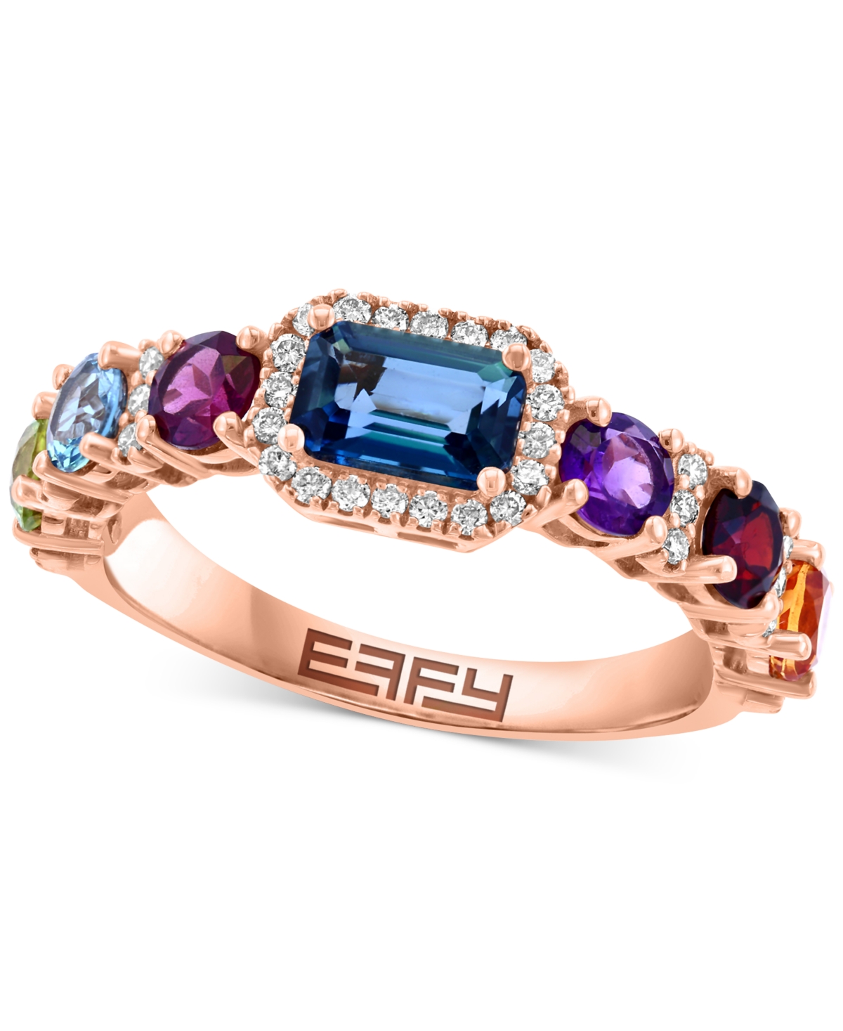 EFFY COLLECTION EFFY MULTI-GEMSTONE (1-5/8 CT. T.W.) & DIAMOND (1/5 CT. T.W.) RING IN 14K ROSE GOLD 