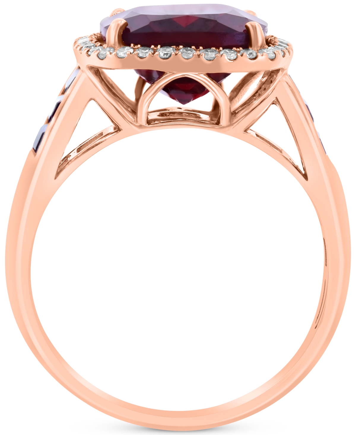 Effy Collection Effy Garnet (7 Ct. T.w.) & Diamond (1/6 Ct. T.w.) Halo Ring In 14k Rose Gold In Garnet