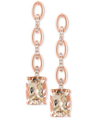 EFFY&reg; Morganite (2-1/2 ct. t.w.) & Diamond (1/20 ct. t.w.) Chain Drop Earrings in 14k Rose Gold