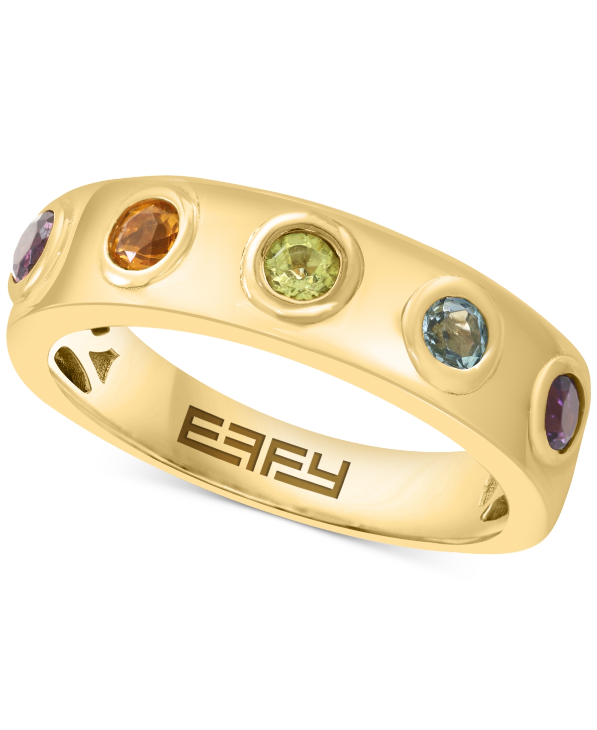 Effy Collection Effy Multi-gemstone Bezel Band (1/2 Ct. T.w.) In Gold-plated Sterling Silver In Multi Gemstone