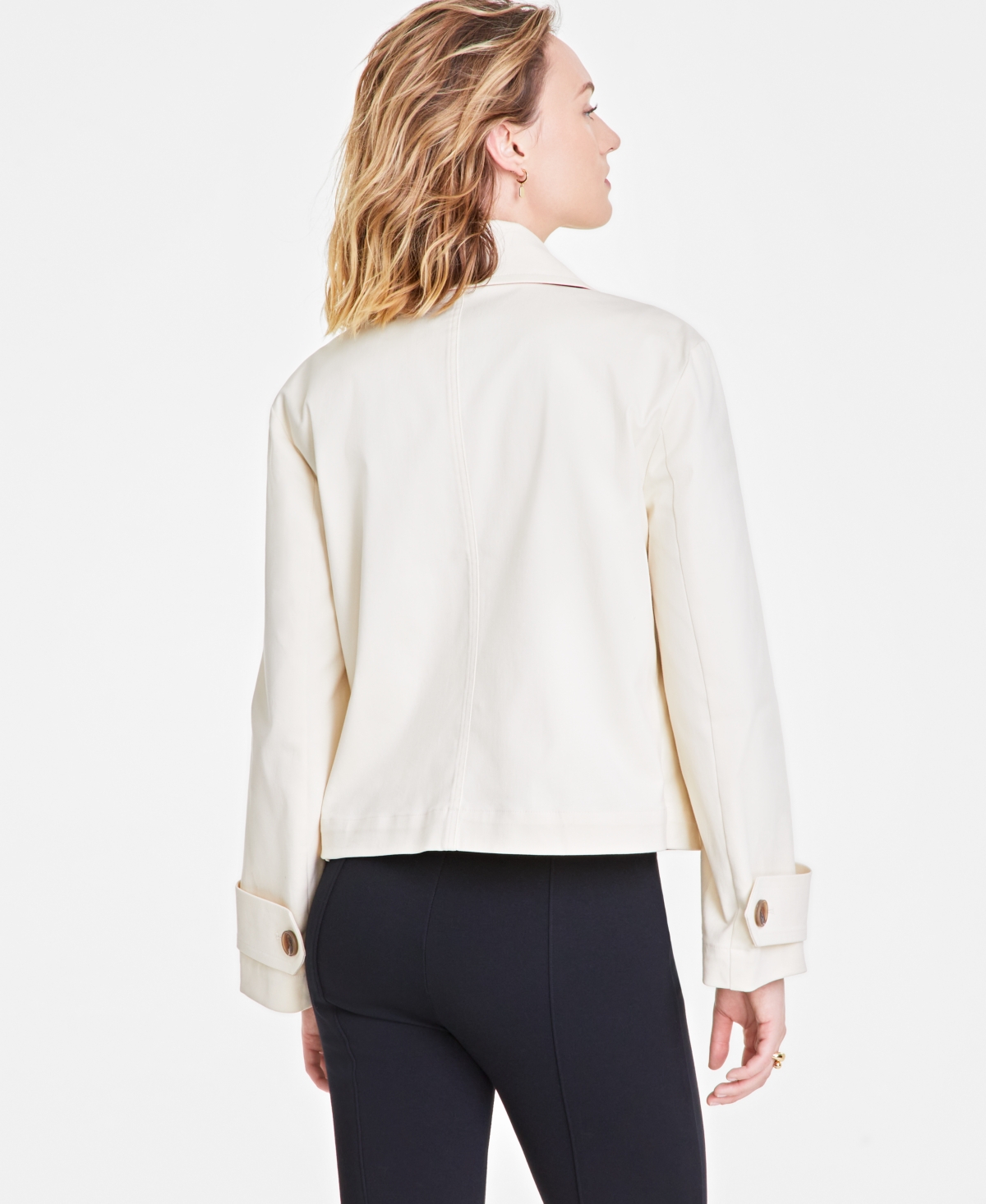 On 34th Women's Casual Cropped Twill Peacoat, Exclusively At Macy's In Ecru