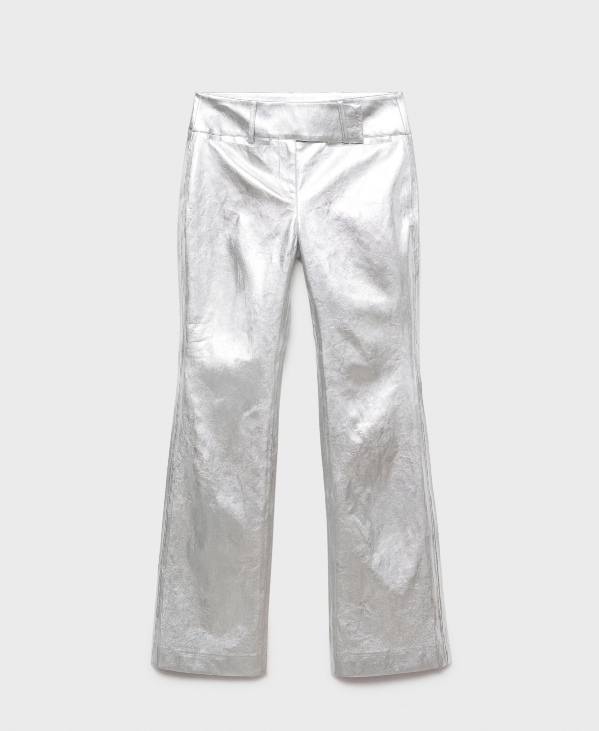 Mango Women's Metallic Leather-effect Pants In Silver