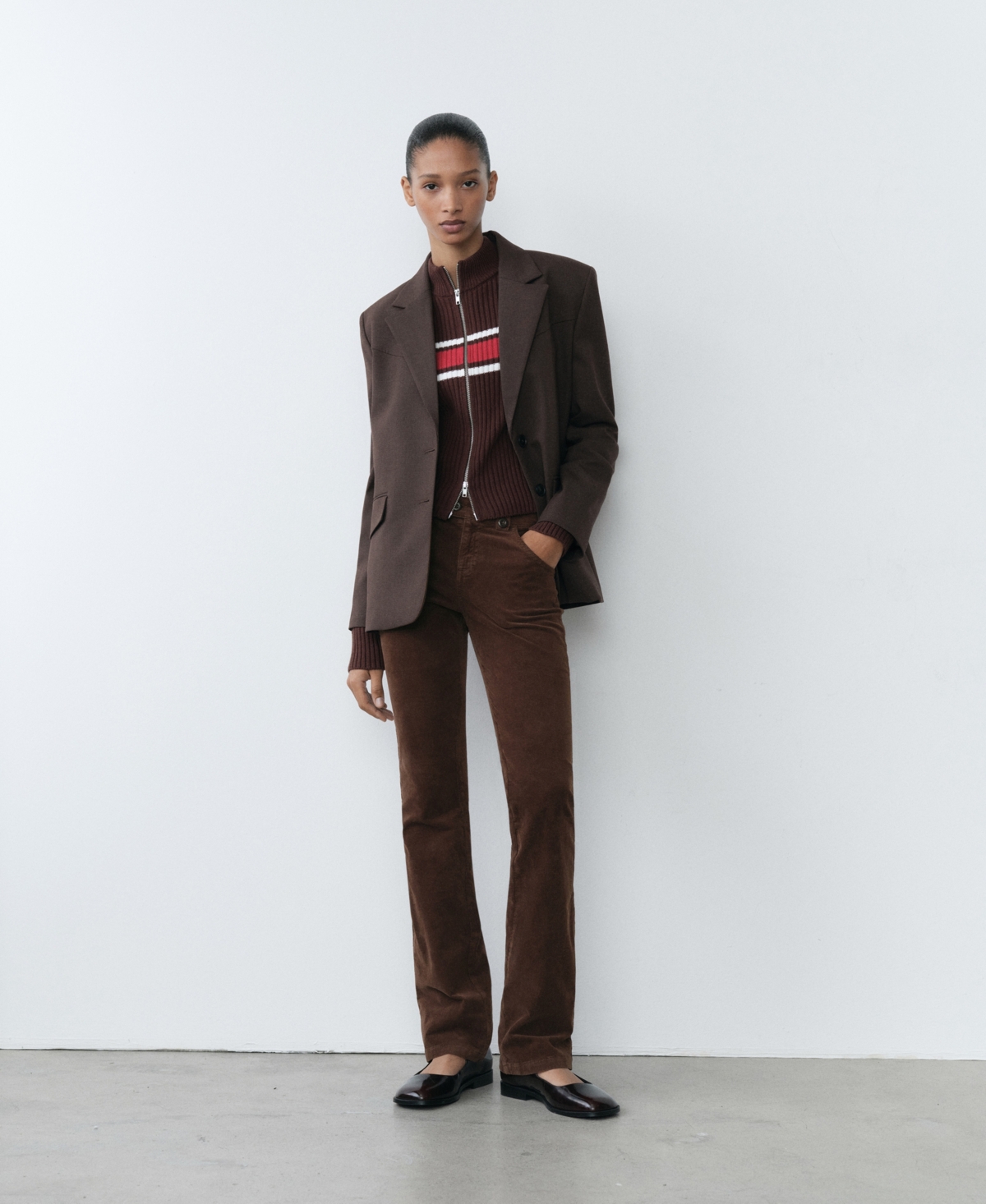 Shop Mango Women's Flared Corduroy Trousers In Brown