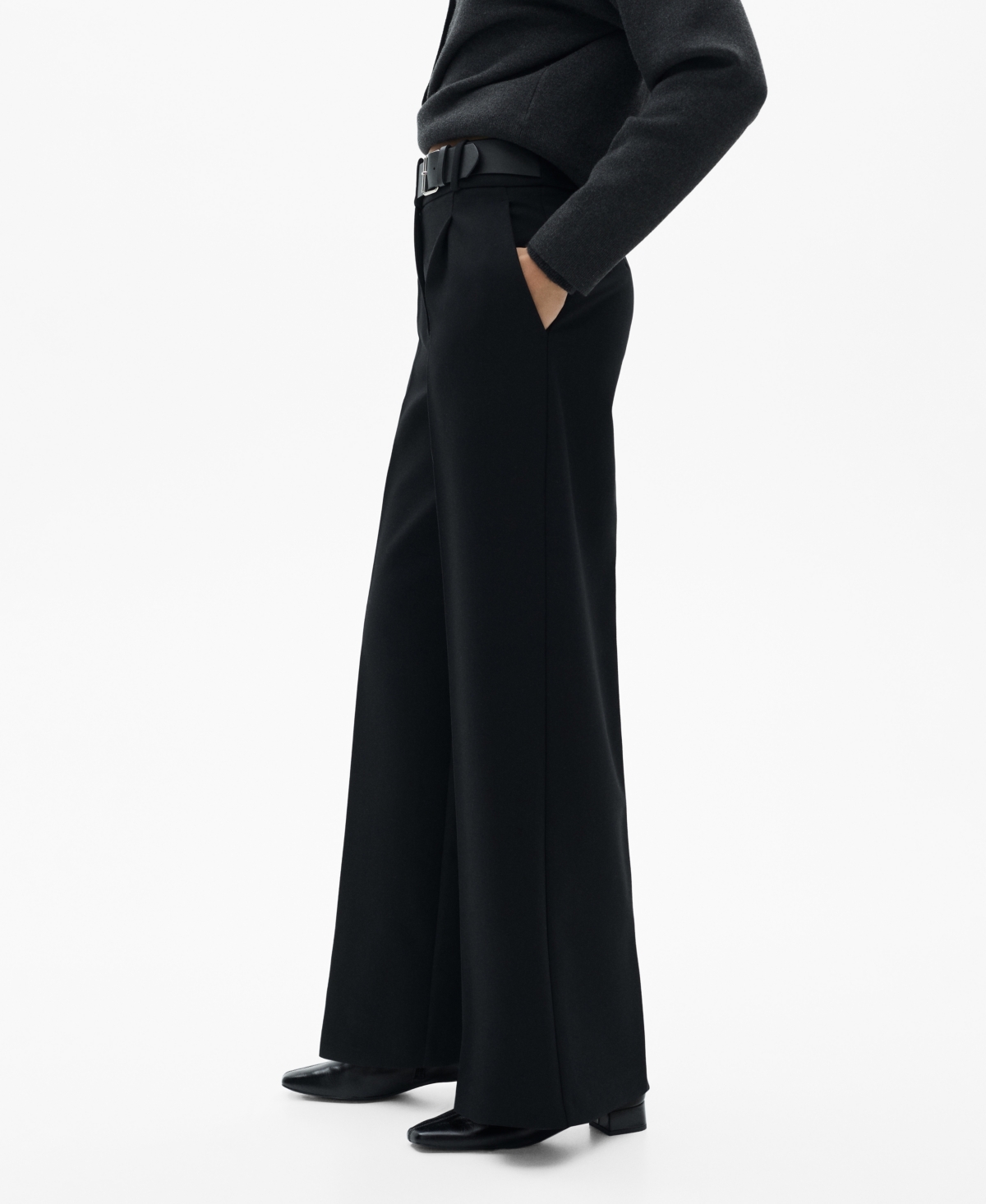 Shop Mango Women's Belt Straight-fit Pants In Black