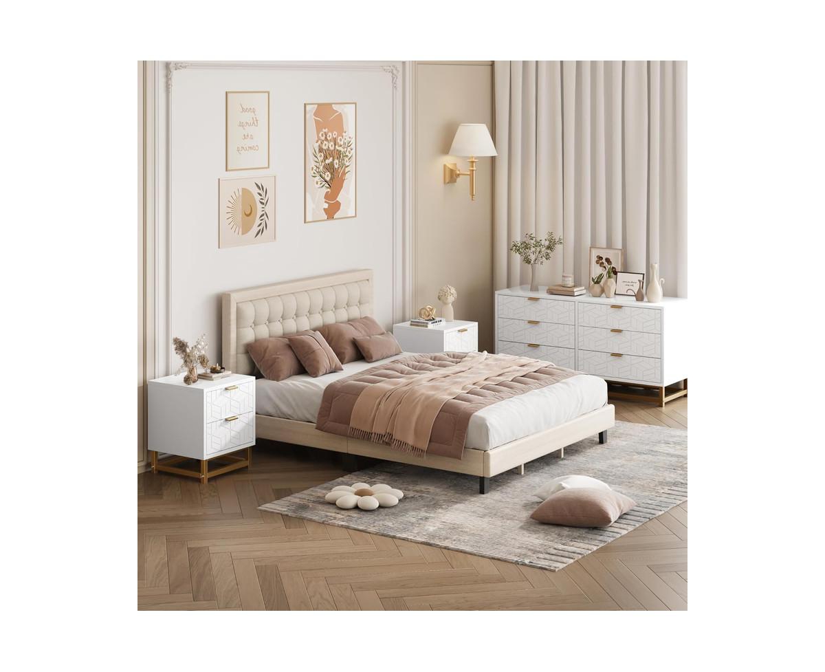 gaomon Dresser for Bedroom, 6 Drawer Dresser with Metal Legs, Modern Dresser Chest Organizer with Wide Storage, Wood Chest of Drawers for Bedroom, Liv