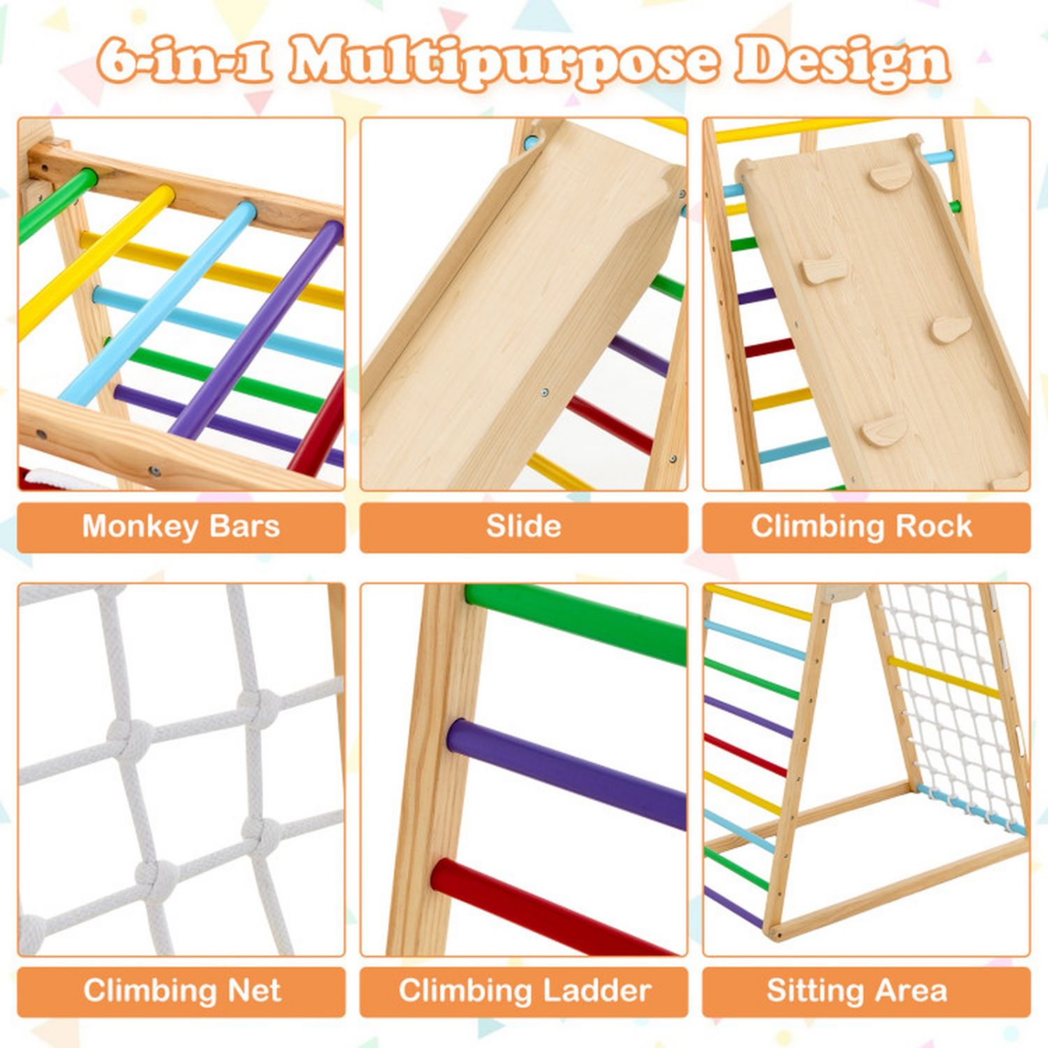 6-in-1 Wooden Jungle Gym