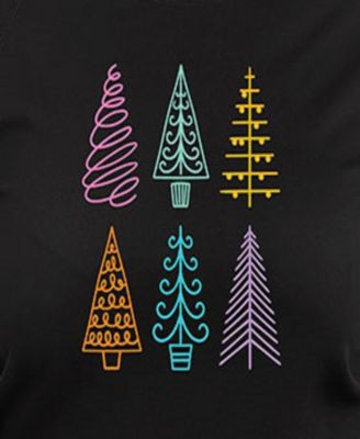 Plus Size Trendy Christmas Trees Graphic Pullover Top