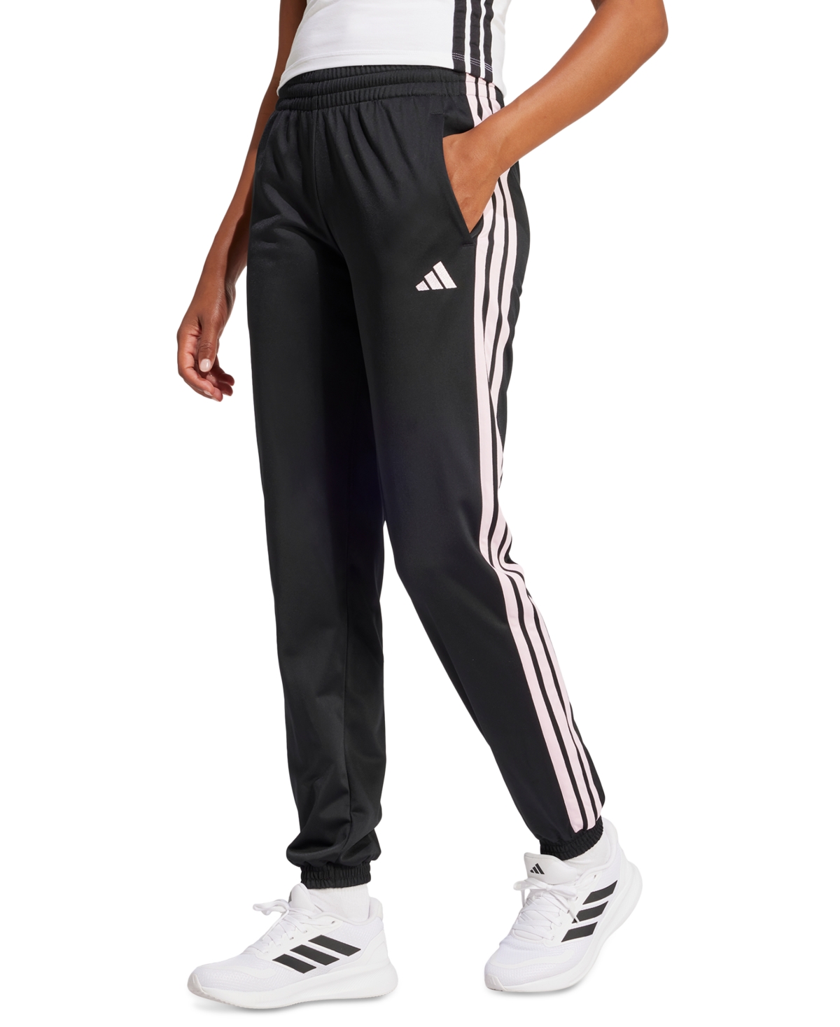 Adidas Originals 3-stripes Stretch Cotton Leggings In Black,clear Pink
