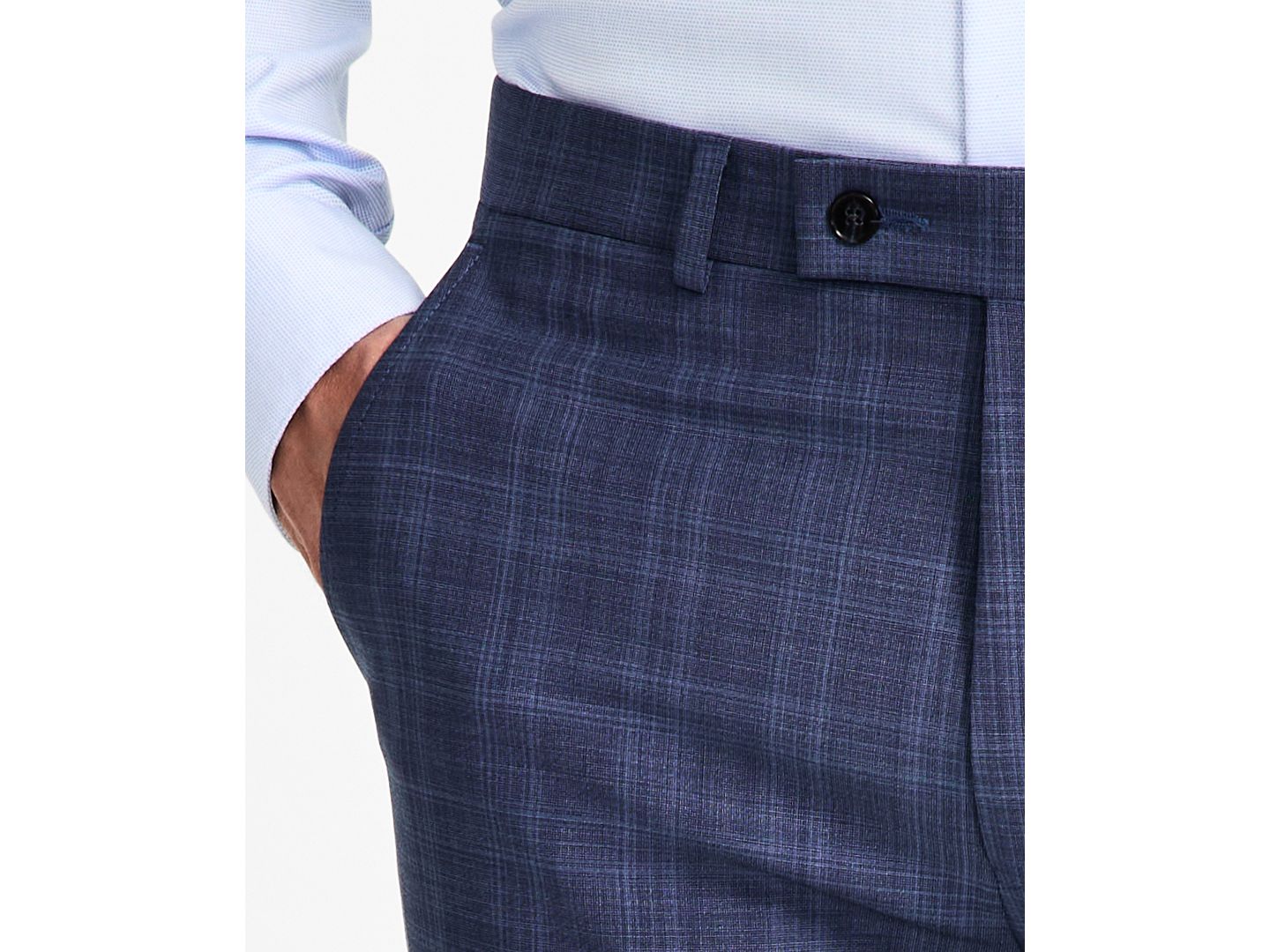 Мужские брюки Calvin Klein Slim-Fit Wool-Blend Plaid Suit, цвет: Синий — фото 6