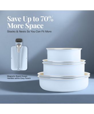 aluminum 18 Piece Ceramic Nonstick Detachable Handle Cookware Set