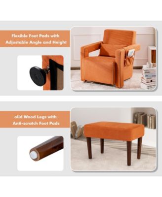 Modern Berber Fleece Single Sofa Chair with Ottoman and Waist Pillow