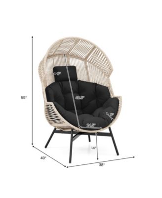 Wicker Oversized Egg Style Chair with Cushions and Headrest