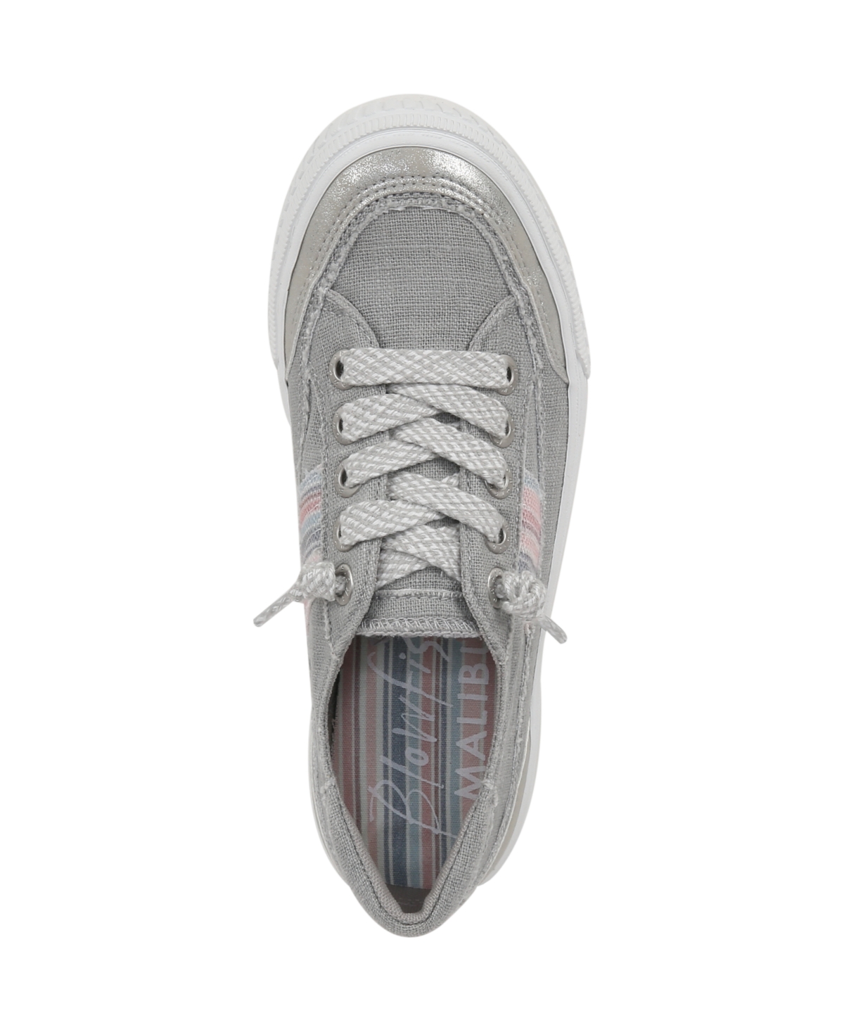 Shop Blowfish Malibu Women's Alex Round Toe Lace Up Sneakers In Fog Gray Linen Fabric