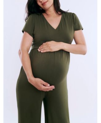Maternity Short Sleeve V-Neck Flare Leg Jumpsuit - Motherhood