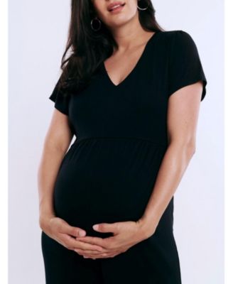 Maternity Short Sleeve V-Neck Flare Leg Jumpsuit - Motherhood