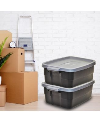 Roughneck Tote 10 Gallon Storage Container, Black/Cool Gray (6 Pack)