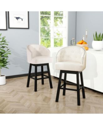 Set of 2 Swivel Bar Stools with Nailhead Trim, 32'' Seat Height for Kitchen Island or Home Bar -The Pop Home