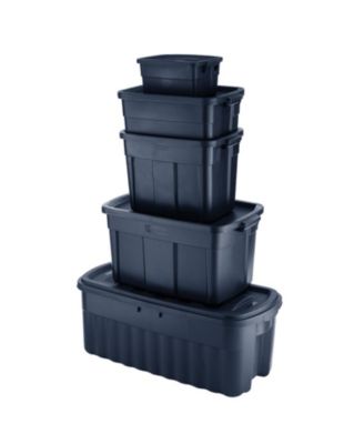 18 Gallon Stackable Storage Container, Dark Indigo Metallic (12 Pack)