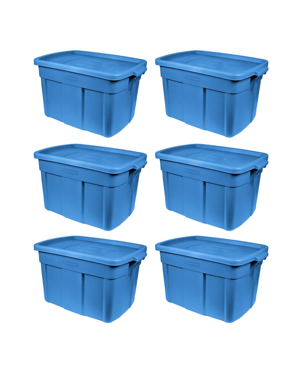 Roughneck Tote 18 Gallon Storage Container, Heritage Blue (6 Pack) - Heritage blue