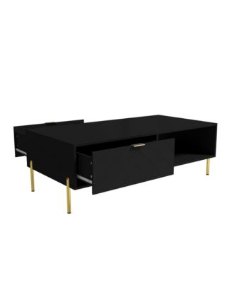 47in Rectangle Wood Mid-Century Modern Coffee Table with 2 Drawers