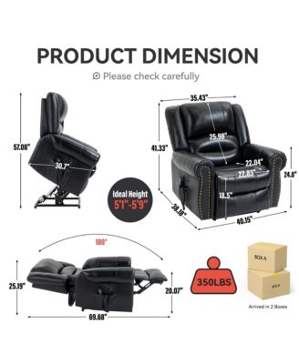  1 Pc  Faux Leather Heat Dual Motor Massage Power Lift Recliner Chair