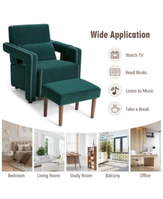 Modern Berber Fleece Single Sofa Chair with Ottoman and Waist Pillow