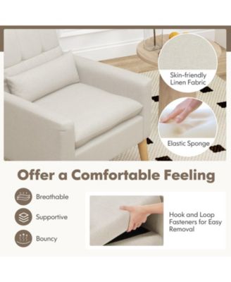 Accent Chair with Lumbar Pillow, Padded Cushions, and Rubber Wood Legs