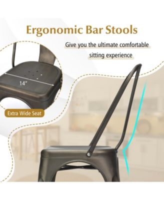 4 Pcs Modern Bar Stools with Removable Back and Rubber Feet-Gun