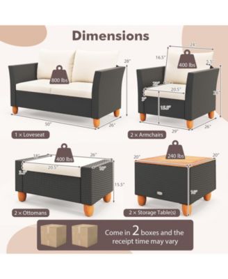 7 Pieces Patio Furniture PE Rattan Sectional Sofa Set with Armchairs and Table