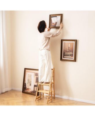 Multifunctional 3-in-1 Ladder Chair Display Plant Stand for Library Kitchen Office