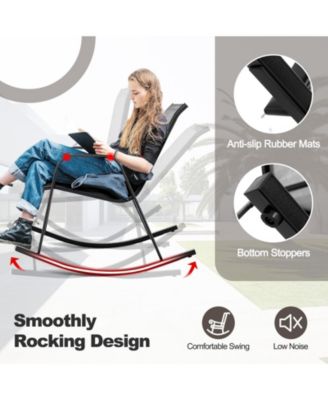 Set of 2 Metal Patio Rocking Chair with Breathable Seat Fabric