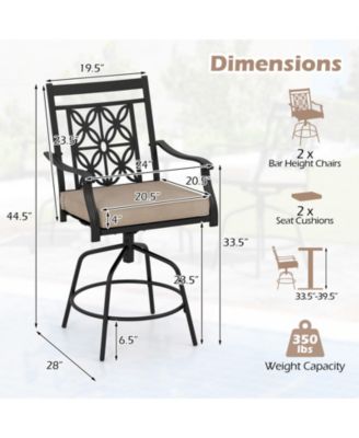 Outdoor Swivel Bar Stools Set of 2 with Seat Cushions