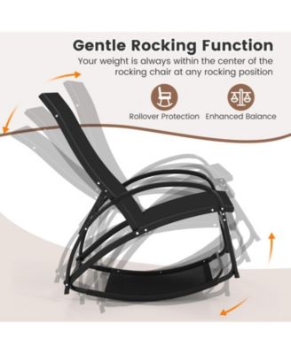 2-in-1 Outdoor Rocking Chair with 4-Position Adjustable Backrest for Patio Porch Poolside