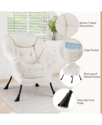 Sherpa Upholstered Accent Chair with Cozy Head Pillow