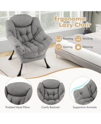 GOUUN Sherpa Upholstered Accent Chair with Cozy Head Pillow