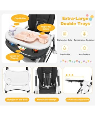 Boys A-Shaped High Chair with 4 Lockable Wheels