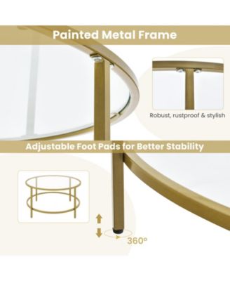 36 Inch Round Table with Tempered Glass Tabletop