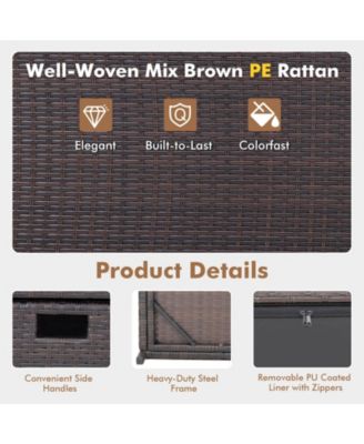 Outdoor Wicker Storage Box with Zippered Liner-50 Gallon