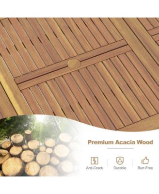 8-Person Outdoor Dining Table 79 Inch Acacia Wood Patio Table with Umbrella Hole