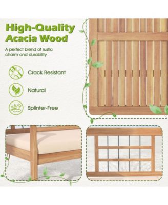 4 Piece Wood Patio Furniture with Armchairs Loveseat and Table-Off