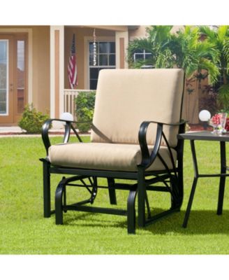 Patio Glider Rocking Chair with Thick Cushion and Curved Armrest