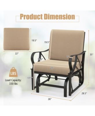 Patio Glider Rocking Chair with Thick Cushion and Curved Armrest