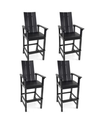 Tall Adirondack Chair Outdoor Bar Stool with Ergonomic Backrest for Backyard