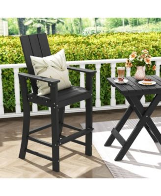Tall Adirondack Chair Outdoor Bar Stool with Ergonomic Backrest for Backyard